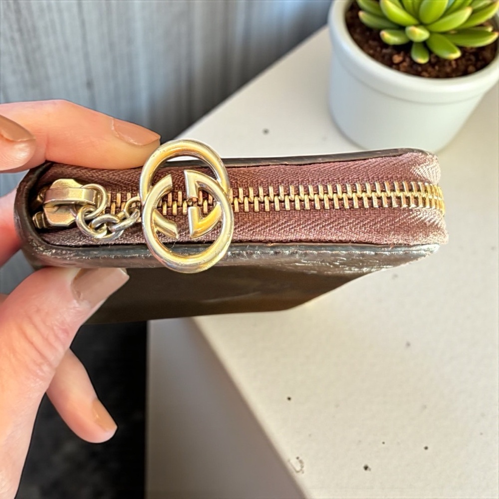 Gucci Guccissima Metallic Brown Embossed Zip Long Wallet - Picture 4 of 11